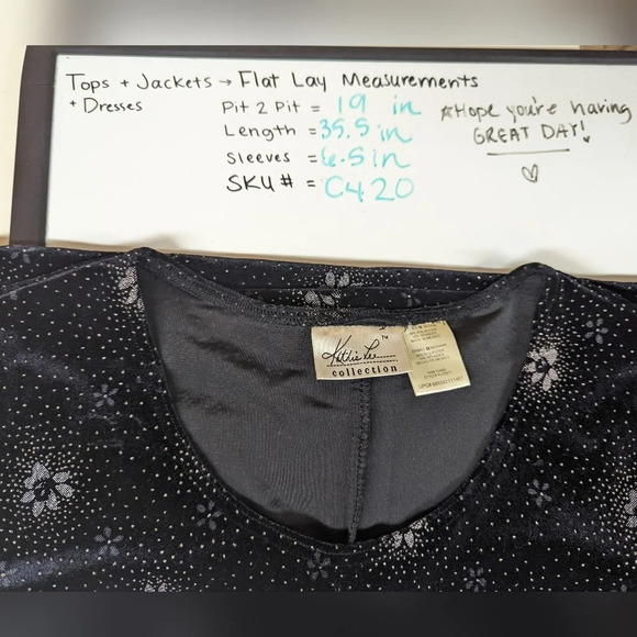 Vintage 90s Kathie Lee Collection Sz. M Velvet Dress Glitted Floral Embellished - Picture 8 of 8